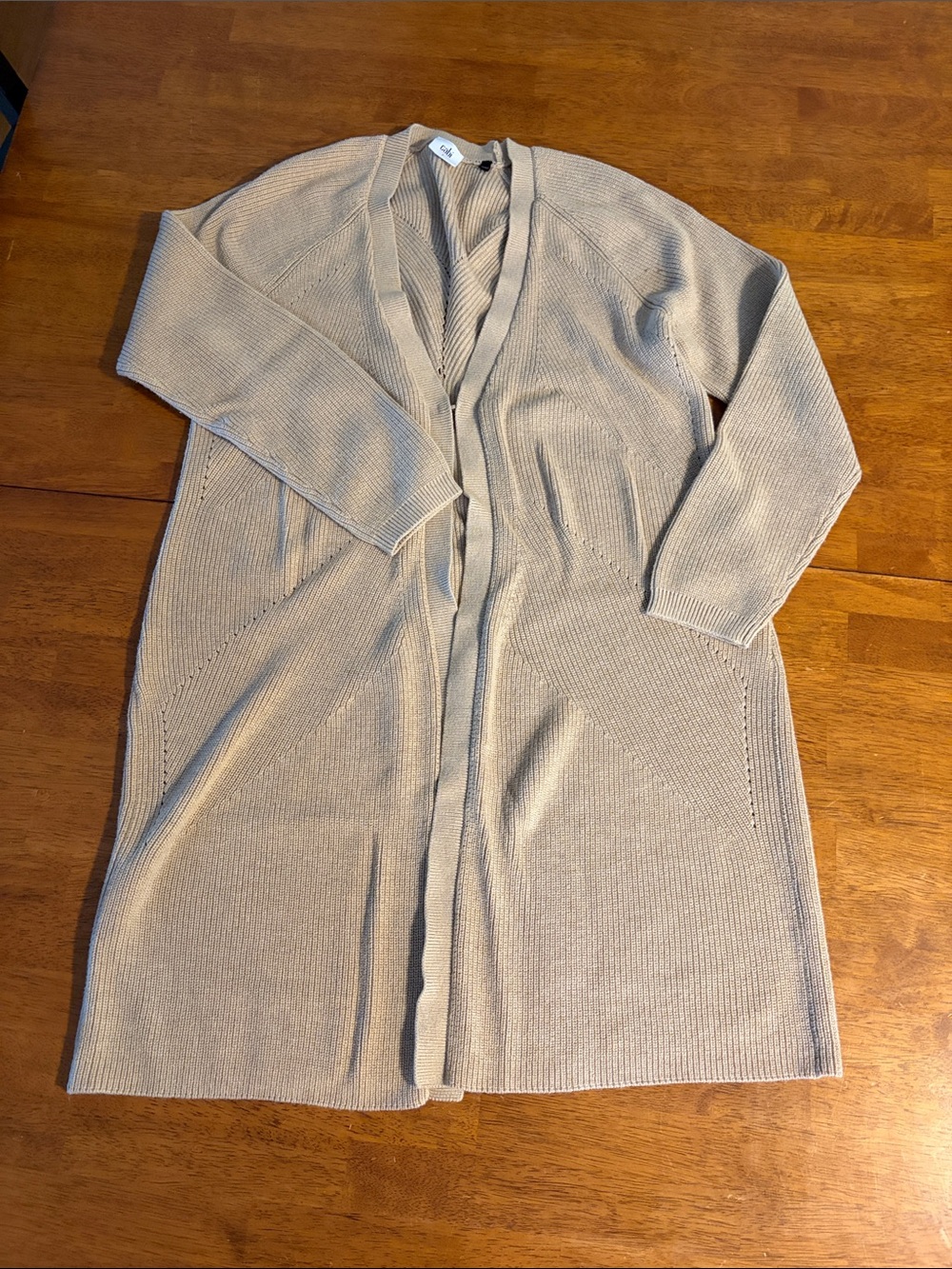 CAbi Taupe Open-Front Longline Cardigan